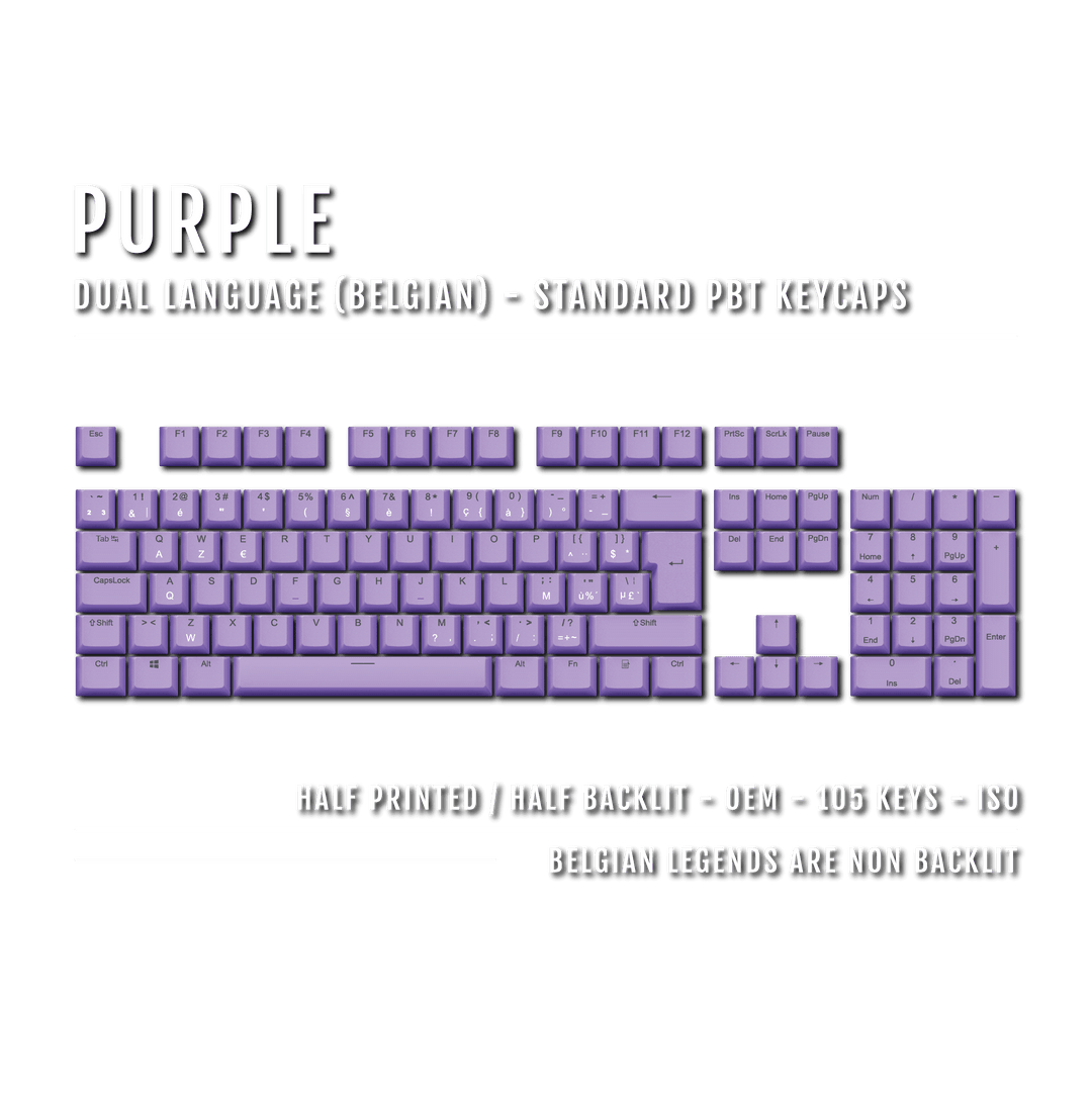 Purple Belgian (ISO-BE) Dual Language PBT Keycaps Krome Keycaps LTD belgian