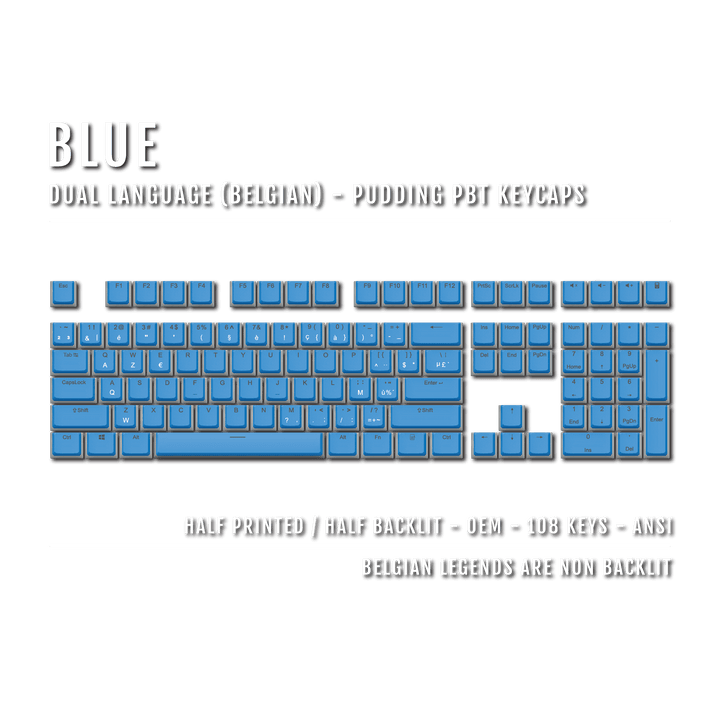 Blue Belgian Dual Language PBT Pudding Keycaps Krome Keycaps LTD belgian