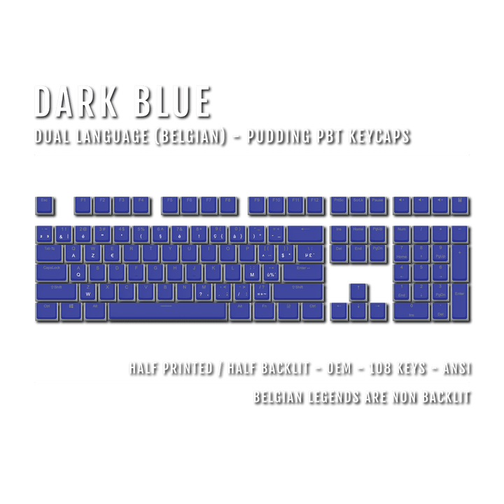 Dark Blue Belgian Dual Language PBT Pudding Keycaps Krome Keycaps LTD belgian