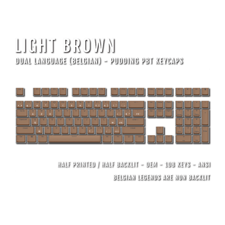 Light Brown Belgian Dual Language PBT Pudding Keycaps Krome Keycaps LTD belgian