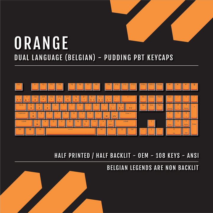 Orange Belgian Dual Language PBT Pudding Keycaps Krome Keycaps LTD belgian