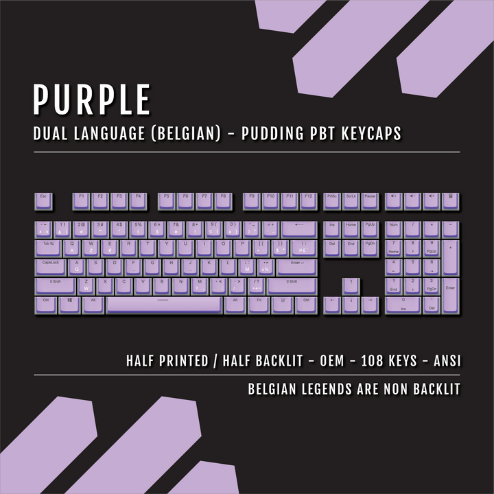 Purple Belgian Dual Language PBT Pudding Keycaps Krome Keycaps LTD belgian