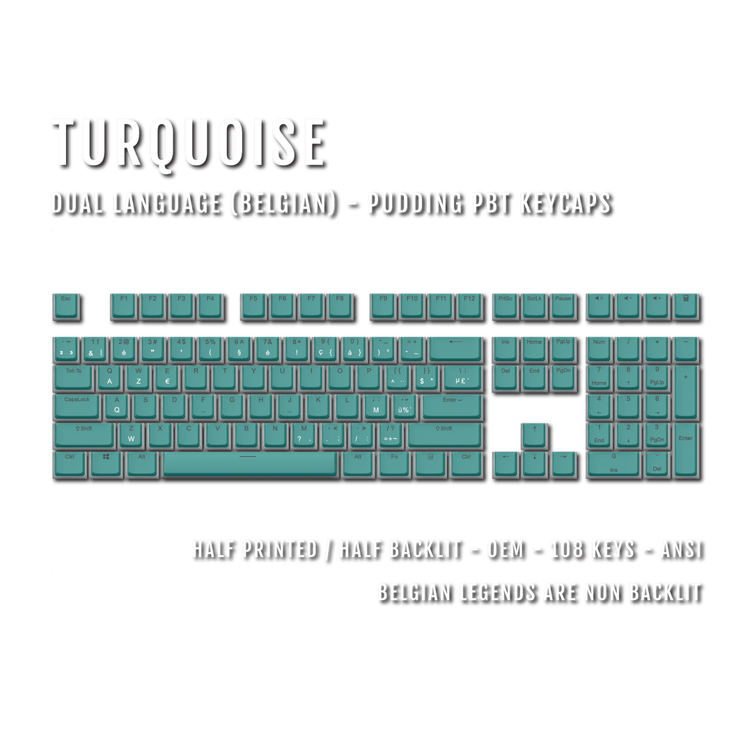 Turquoise Belgian Dual Language PBT Pudding Keycaps Krome Keycaps LTD belgian