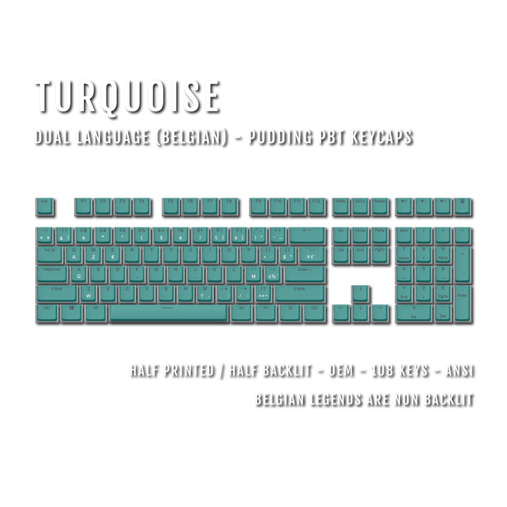 Turquoise Belgian Dual Language PBT Pudding Keycaps Krome Keycaps LTD belgian