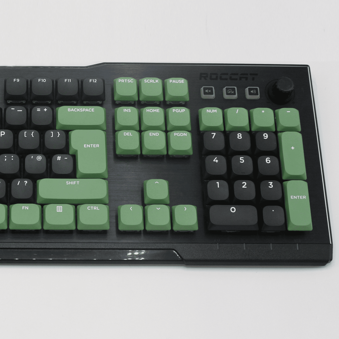 Black/Green/White US & UK Low Profile PBT Keycaps Krome Keycaps LTD Non Backlit Low Profile