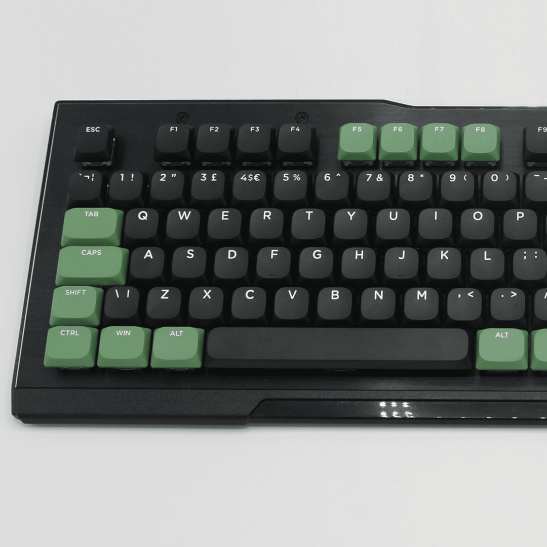 Black/Green/White US & UK Low Profile PBT Keycaps Krome Keycaps LTD Non Backlit Low Profile