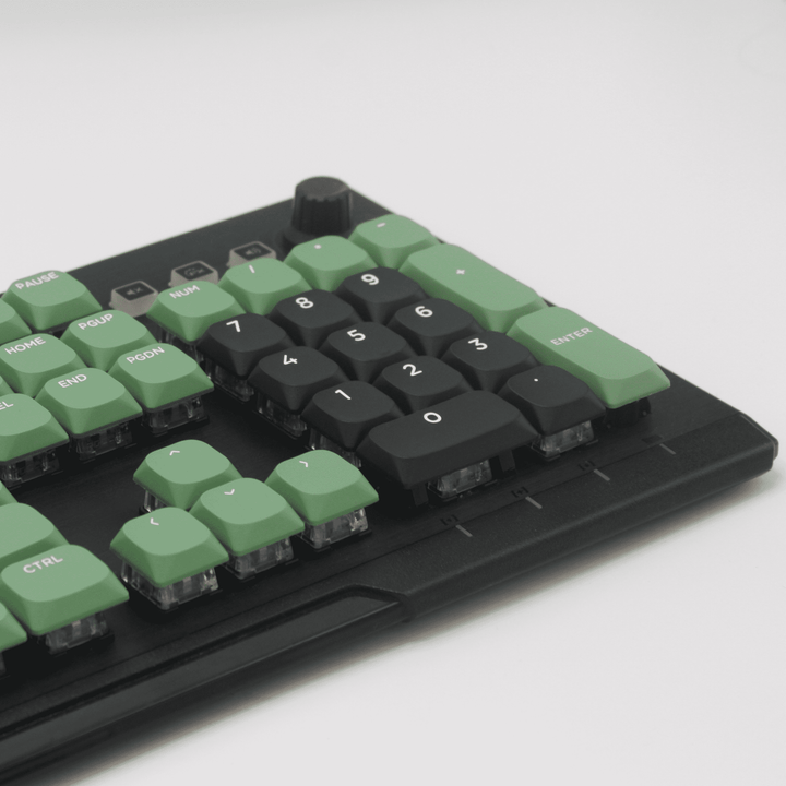 Black/Green/White US & UK Low Profile PBT Keycaps Krome Keycaps LTD Non Backlit Low Profile