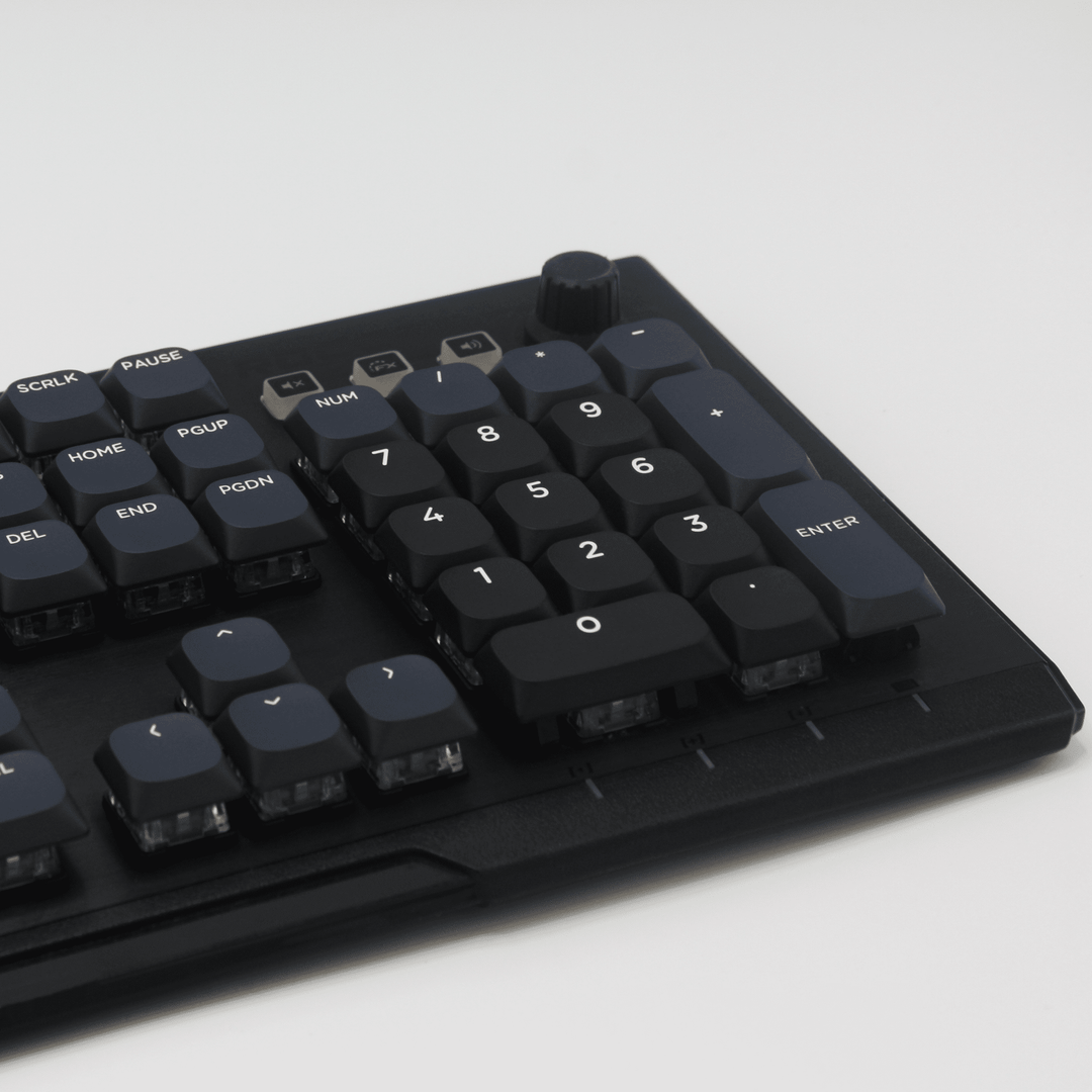 Black/Navy/White US & UK Low Profile PBT Keycaps Krome Keycaps LTD Non Backlit Low Profile