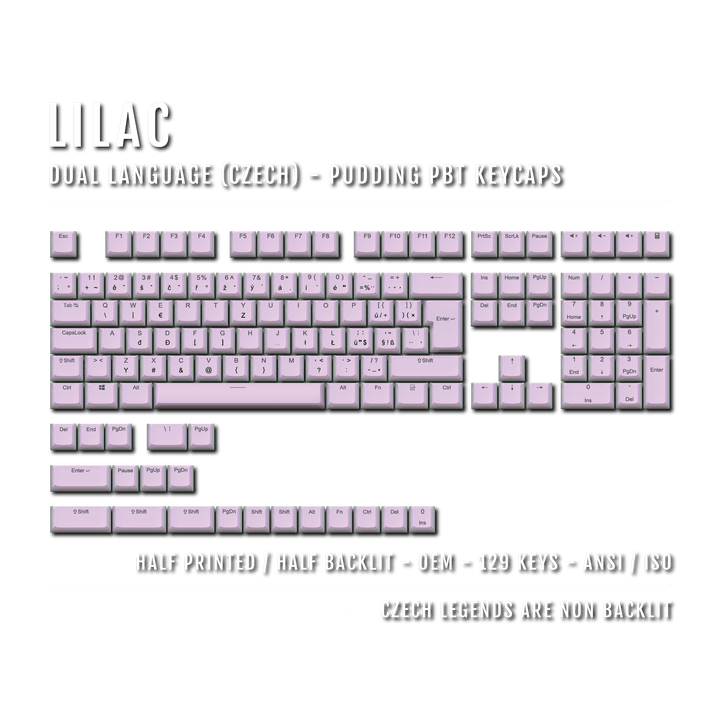 Lilac Czech (ISO-CZ) Dual Language PBT Pudding Keycaps Krome Keycaps LTD czech