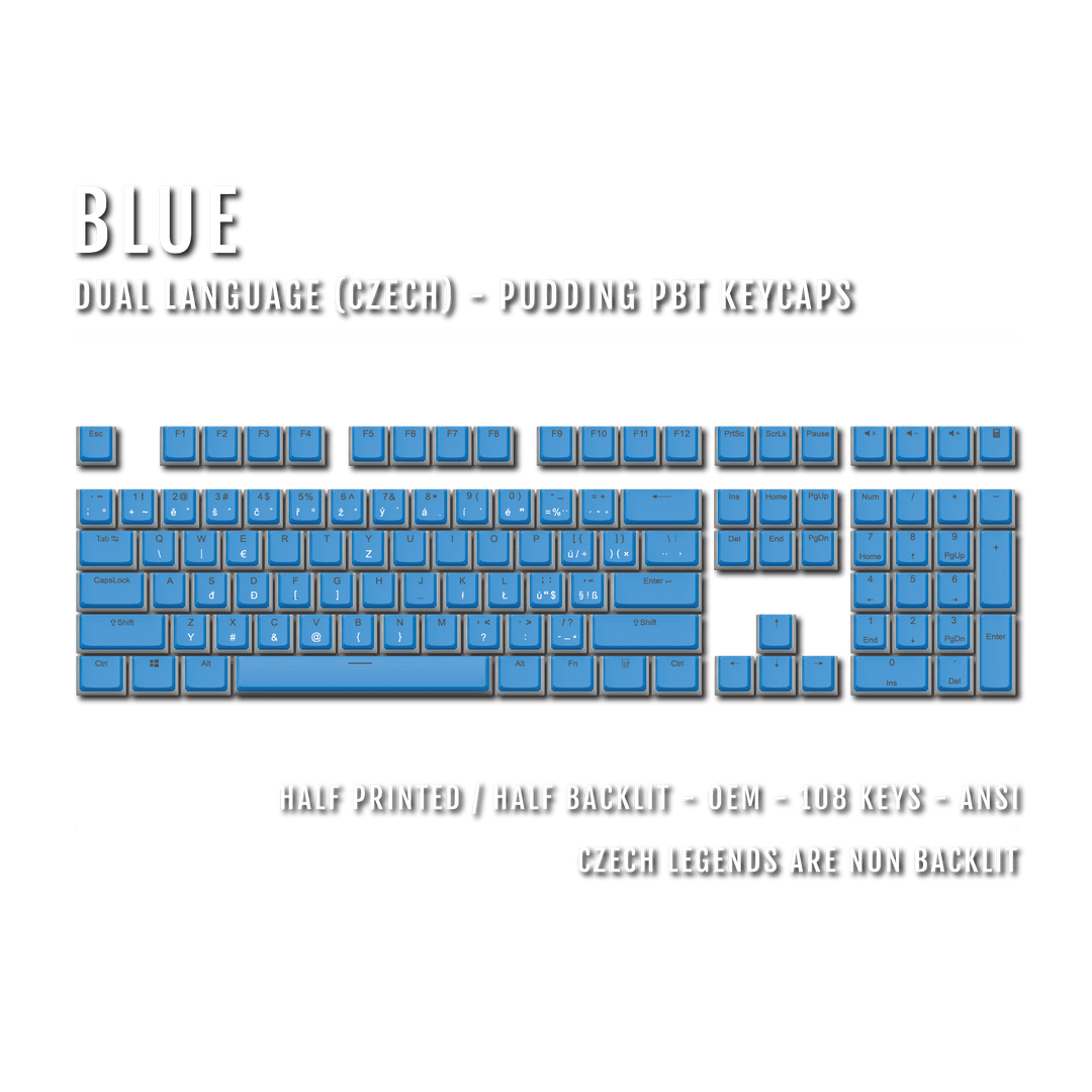 Blue Czech Dual Language PBT Pudding Keycaps Krome Keycaps LTD czech