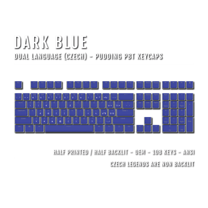 Dark Blue Czech Dual Language PBT Pudding Keycaps Krome Keycaps LTD czech