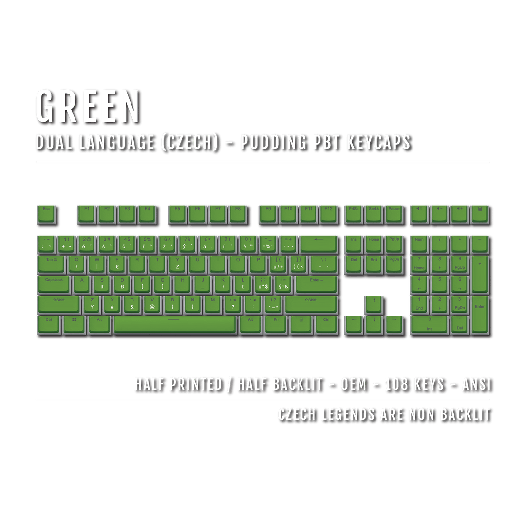 Green Czech Dual Language PBT Pudding Keycaps Krome Keycaps LTD czech