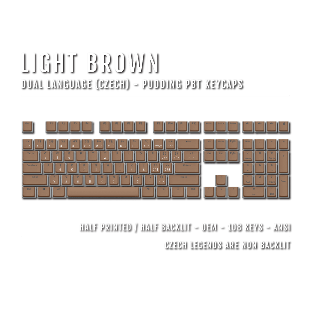 Light Brown Czech Dual Language PBT Pudding Keycaps Krome Keycaps LTD czech