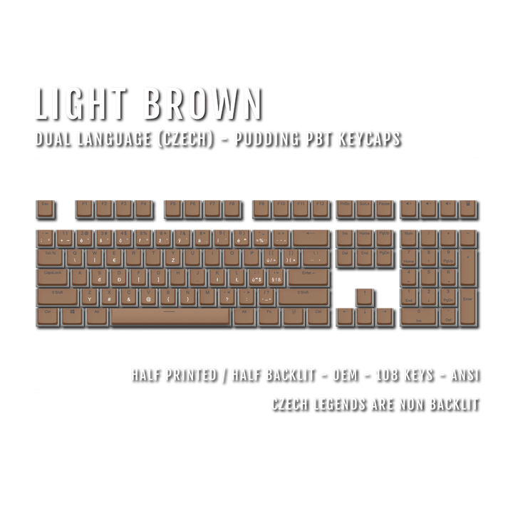 Light Brown Czech Dual Language PBT Pudding Keycaps Krome Keycaps LTD czech