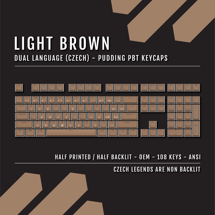 Light Brown Czech Dual Language PBT Pudding Keycaps Krome Keycaps LTD czech