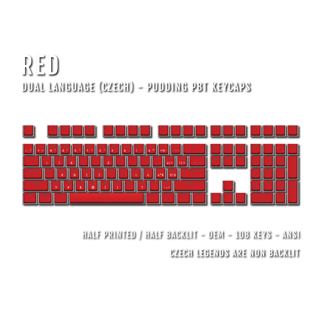 Red Czech Dual Language PBT Pudding Keycaps Krome Keycaps LTD czech