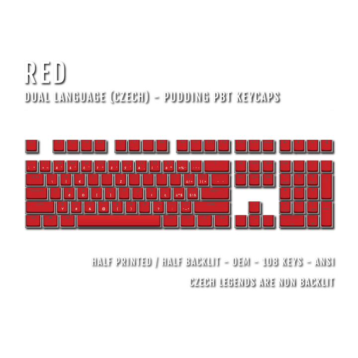 Red Czech Dual Language PBT Pudding Keycaps Krome Keycaps LTD czech