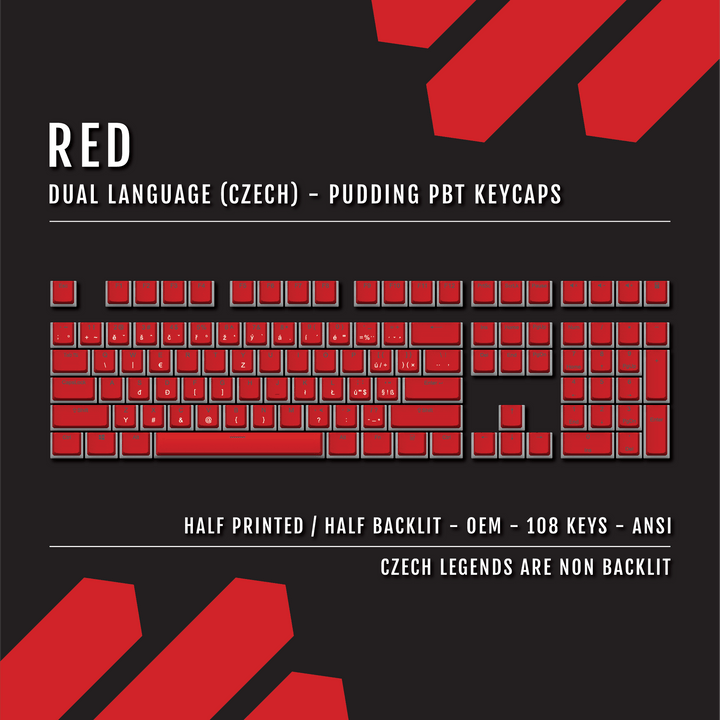 Red Czech Dual Language PBT Pudding Keycaps Krome Keycaps LTD czech