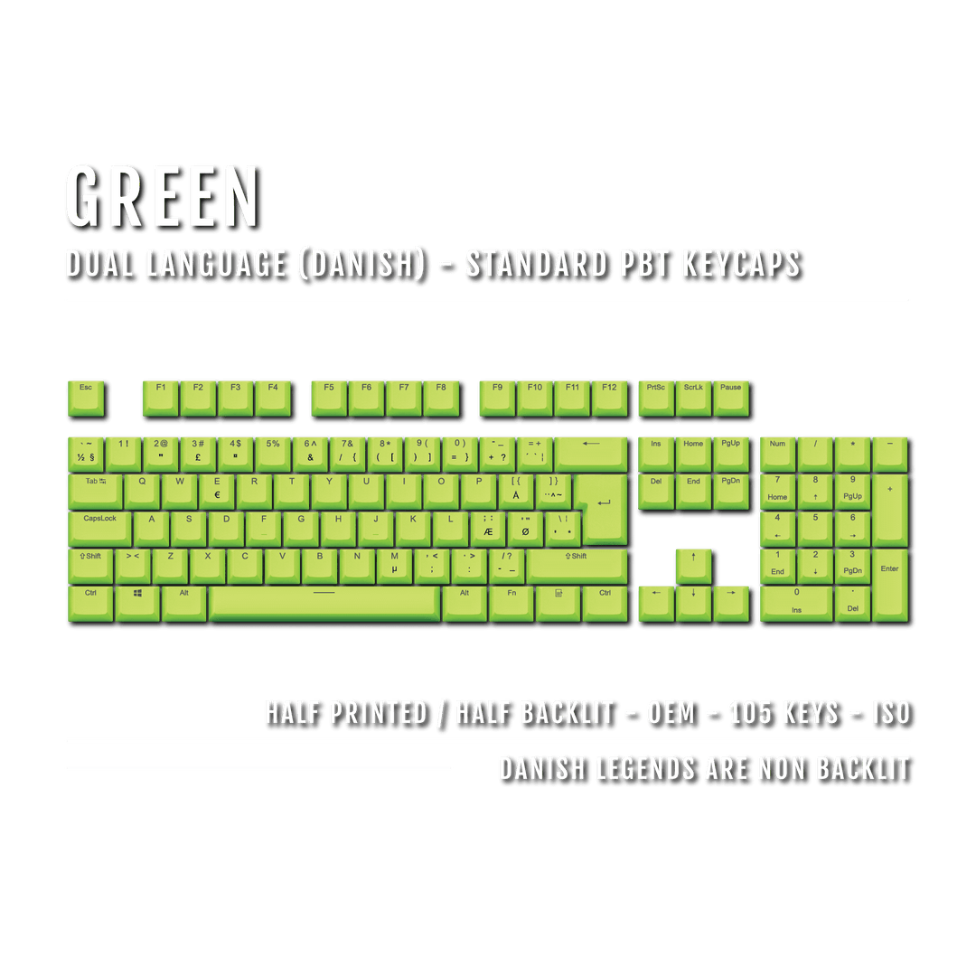 Green Danish (ISO-DK) Dual Language PBT Keycaps Krome Keycaps LTD danish