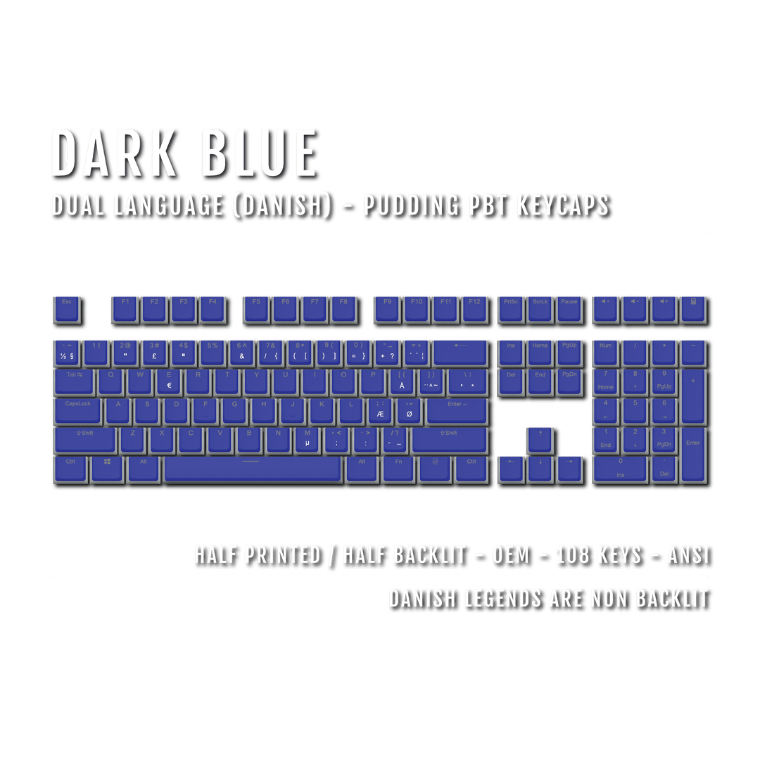 Dark Blue Danish Dual Language PBT Pudding Keycaps Krome Keycaps LTD danish