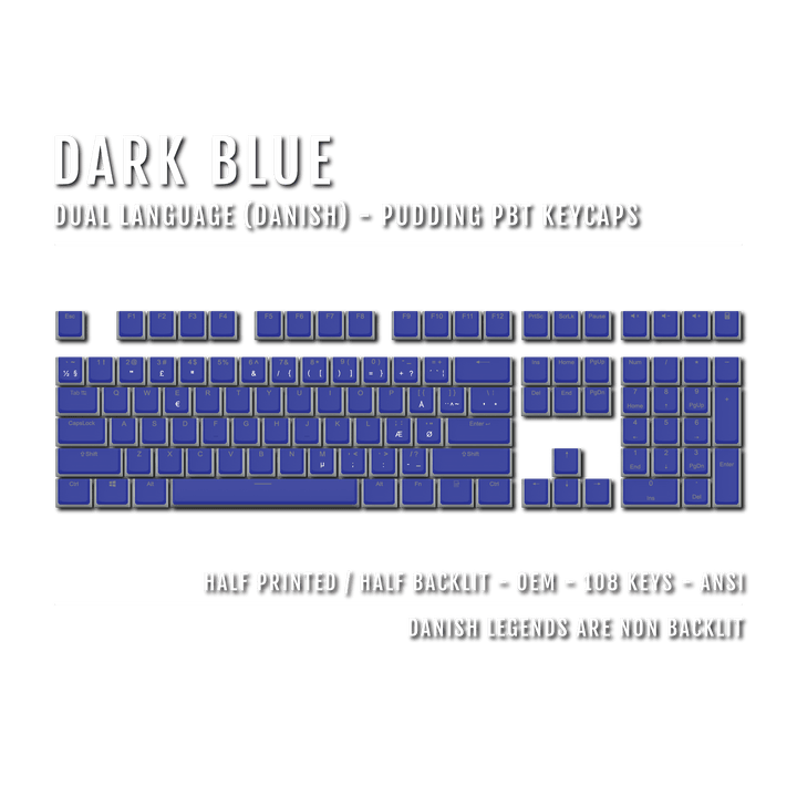 Dark Blue Danish Dual Language PBT Pudding Keycaps Krome Keycaps LTD danish