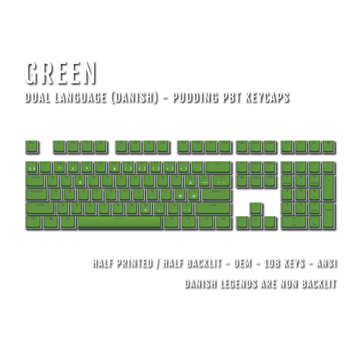 Green Blue Danish Dual Language PBT Pudding Keycaps Krome Keycaps LTD danish