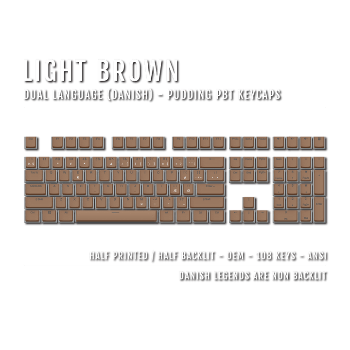 Light Brown Danish Dual Language PBT Pudding Keycaps Krome Keycaps LTD danish