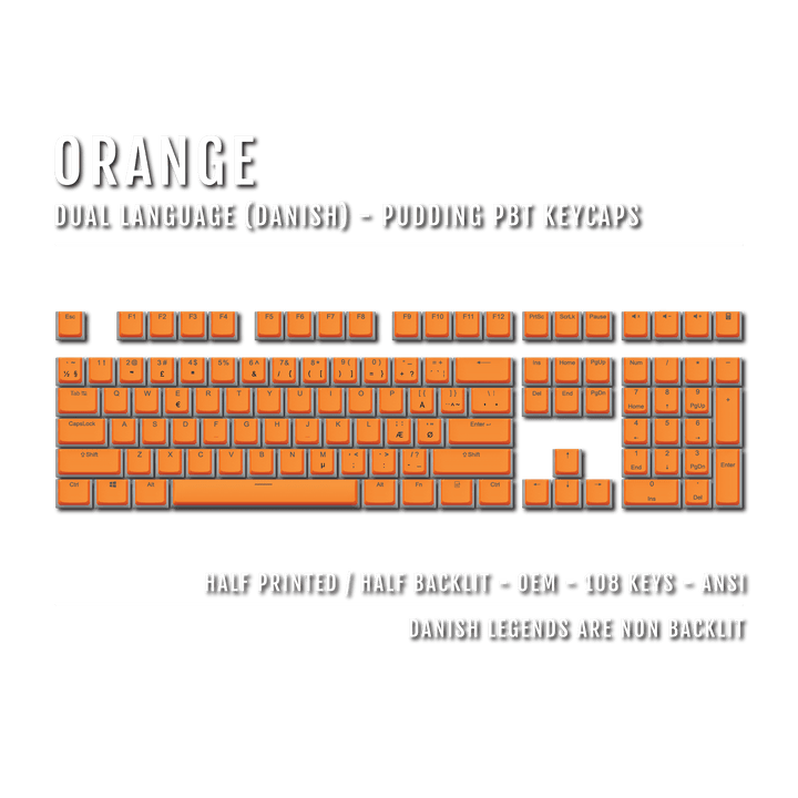 Orange Danish Dual Language PBT Pudding Keycaps Krome Keycaps LTD danish