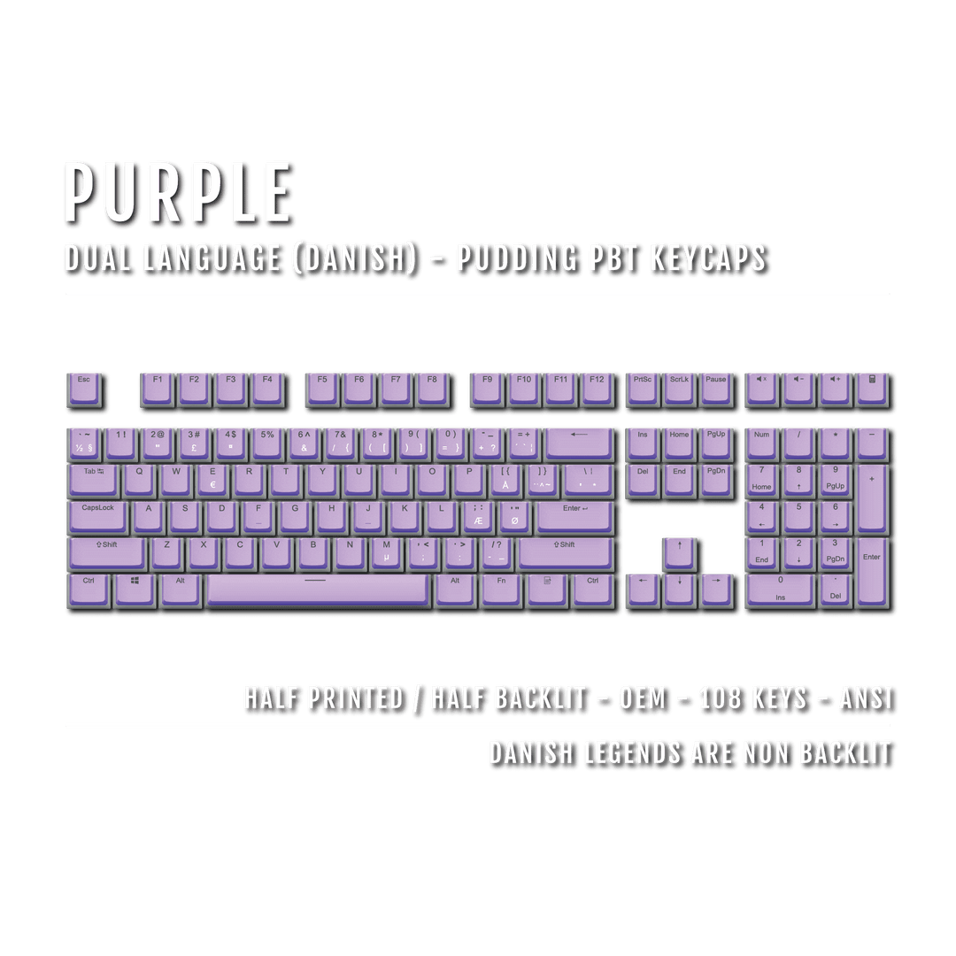 Purple Danish Dual Language PBT Pudding Keycaps Krome Keycaps LTD danish