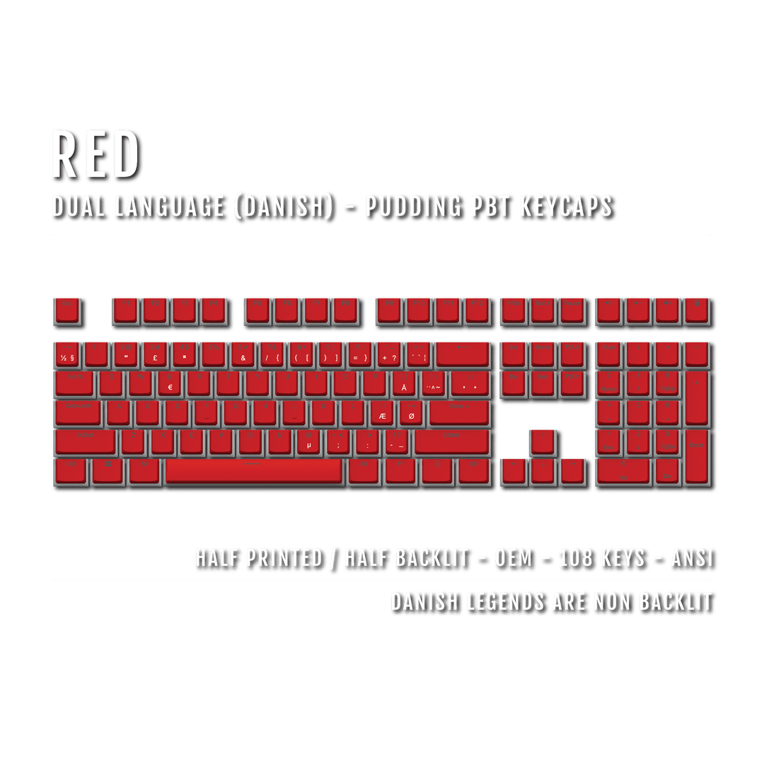 Red Danish Dual Language PBT Pudding Keycaps Krome Keycaps LTD danish