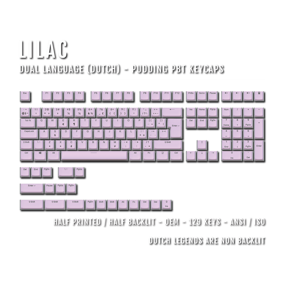 Lilac Dutch (ISO-NL) Dual Language PBT Pudding Keycaps Krome Keycaps LTD dutch