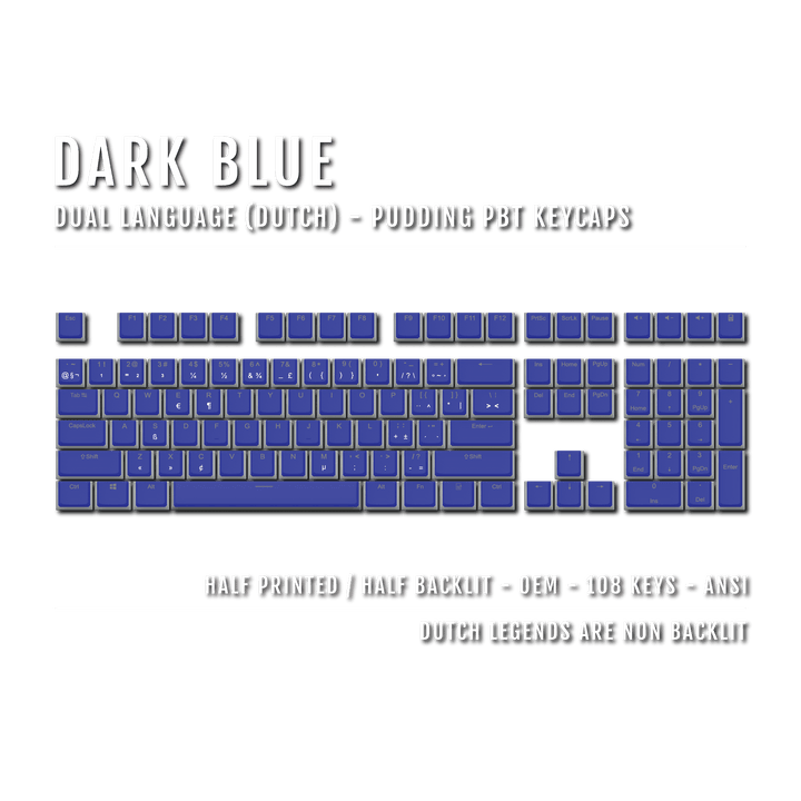 Dark Blue Dutch Dual Language PBT Pudding Keycaps Krome Keycaps LTD dutch