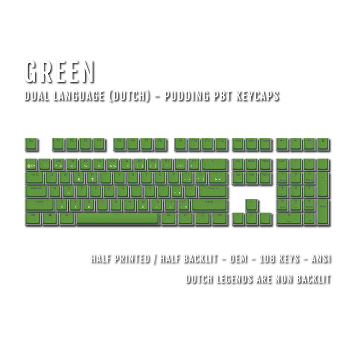 Green Dutch Dual Language PBT Pudding Keycaps Krome Keycaps LTD dutch