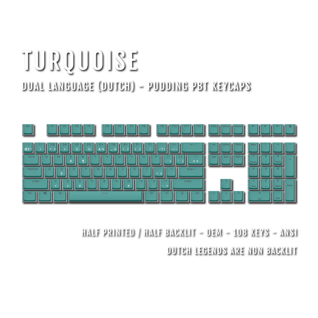 Turquoise Dutch Dual Language PBT Pudding Keycaps Krome Keycaps LTD dutch