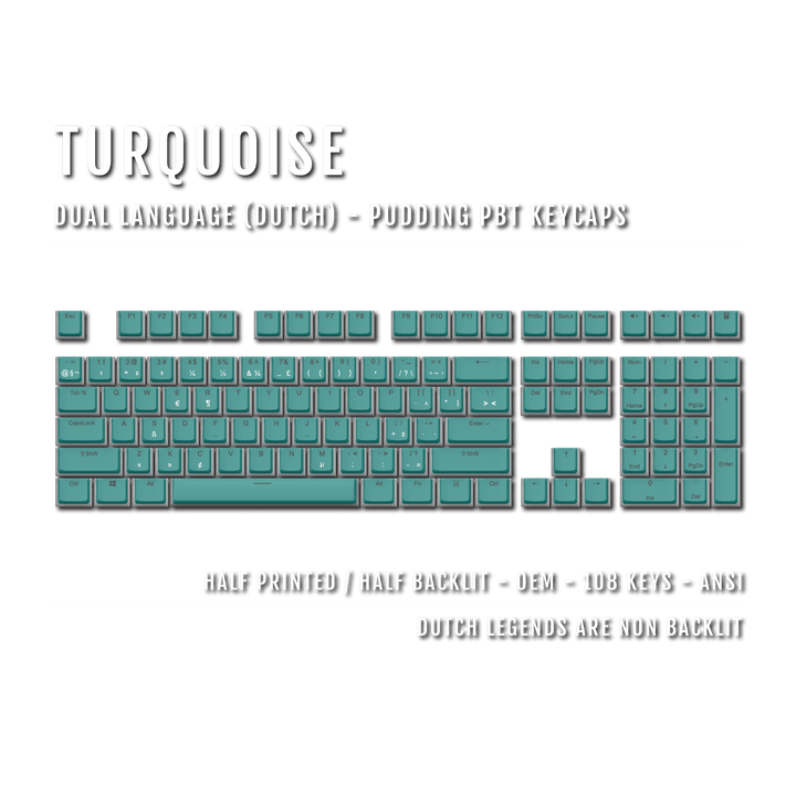 Turquoise Dutch Dual Language PBT Pudding Keycaps Krome Keycaps LTD dutch