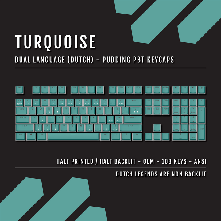 Turquoise Dutch Dual Language PBT Pudding Keycaps Krome Keycaps LTD dutch