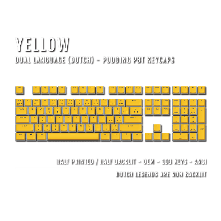 Yellow Dutch Dual Language PBT Pudding Keycaps Krome Keycaps LTD dutch