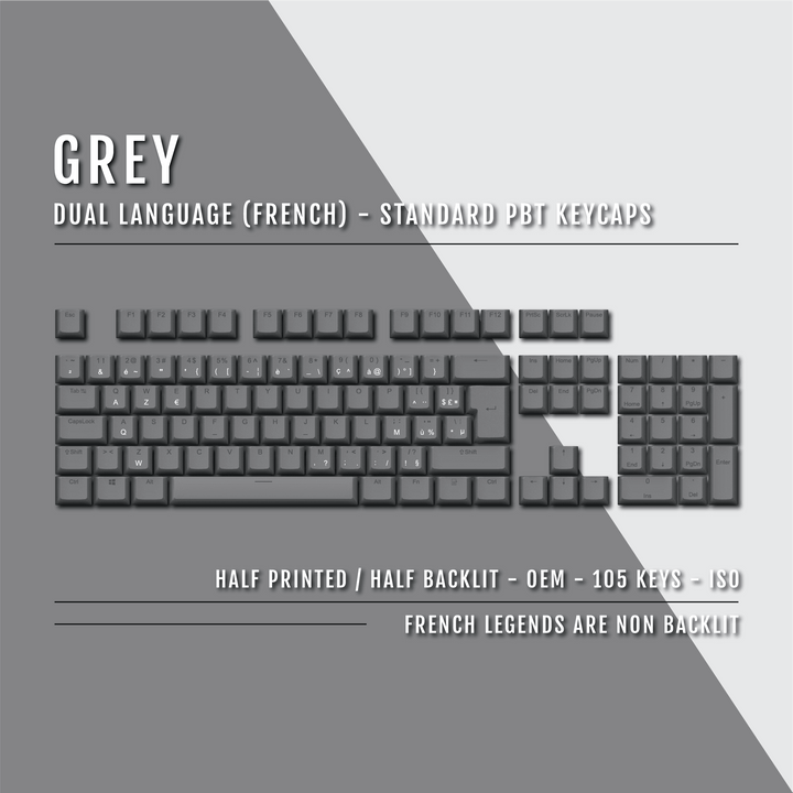 Grey French (ISO-FR) Dual Language PBT Keycaps Krome Keycaps LTD french