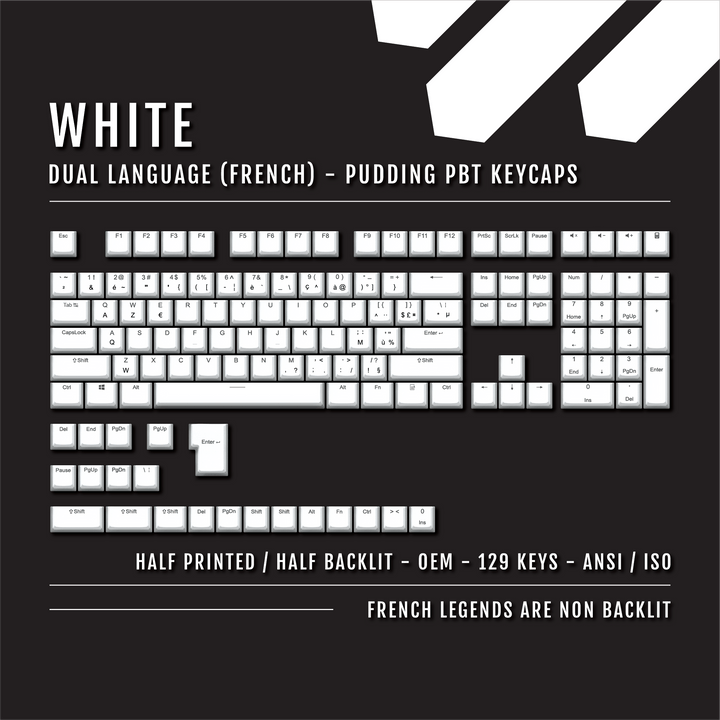White French (ISO-FR) Dual Language PBT Pudding Keycaps Krome Keycaps LTD french