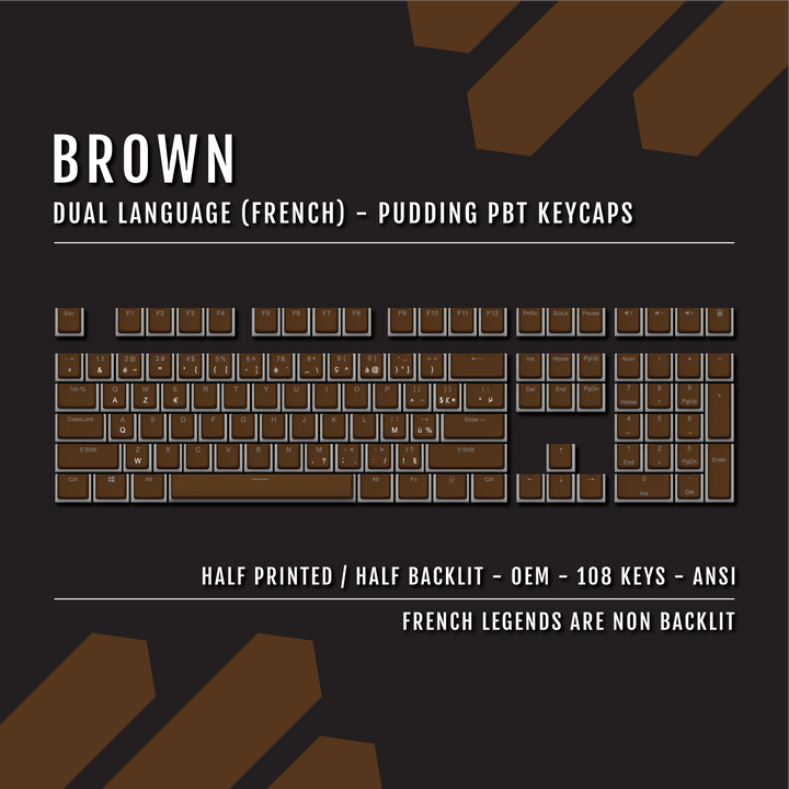 Brown French Dual Language PBT Pudding Keycaps Krome Keycaps LTD french