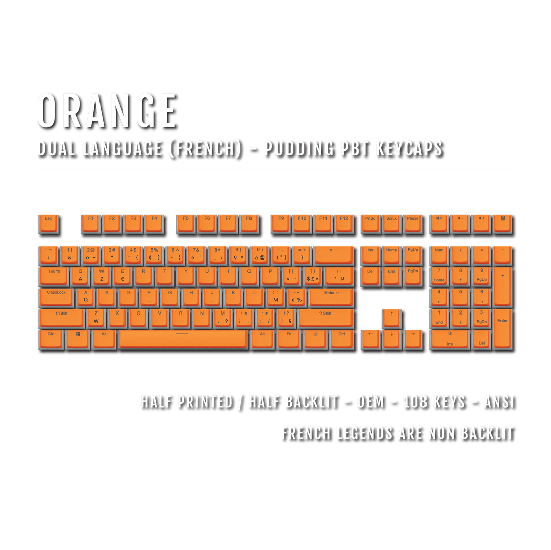 Orange French Dual Language PBT Pudding Keycaps Krome Keycaps LTD french