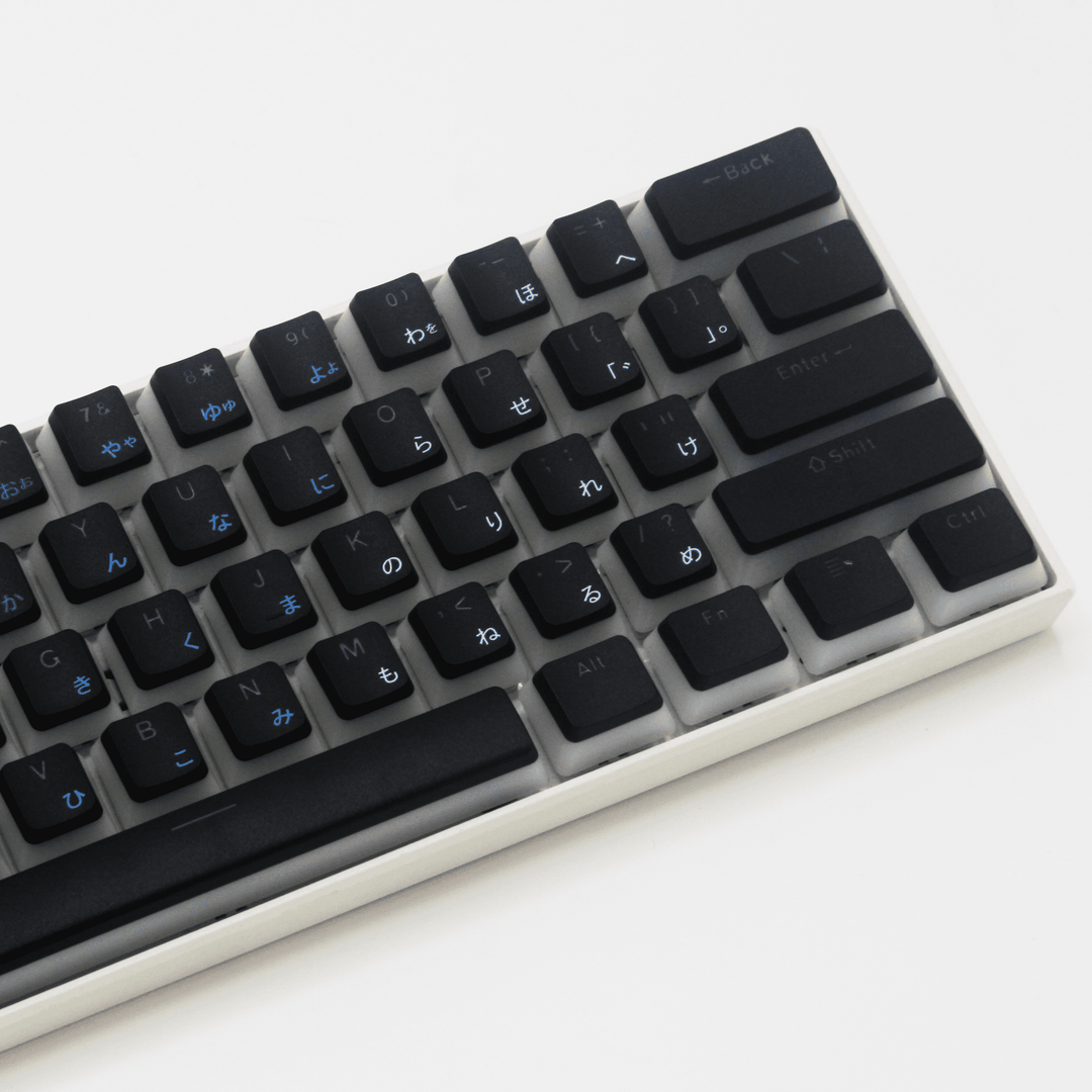 Black Frosty Japanese Dual Language PBT Pudding Keycaps Krome Keycaps LTD Kanji Pudding