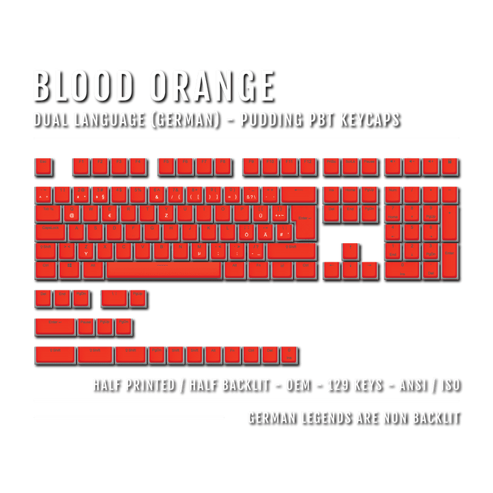 Blood Orange German (ISO-DE) Dual Language PBT Pudding Keycaps Krome Keycaps LTD german