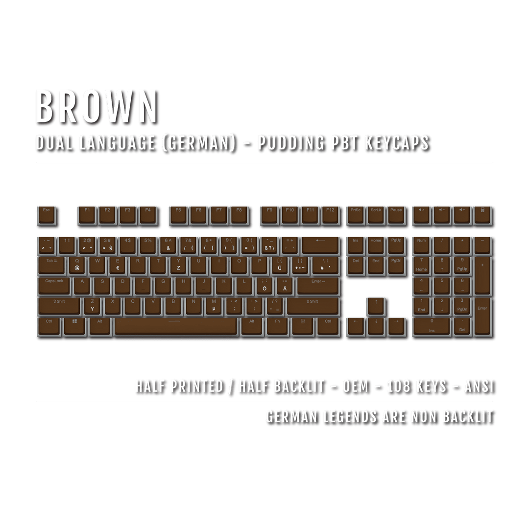 Brown German Dual Language PBT Pudding Keycaps Krome Keycaps LTD german