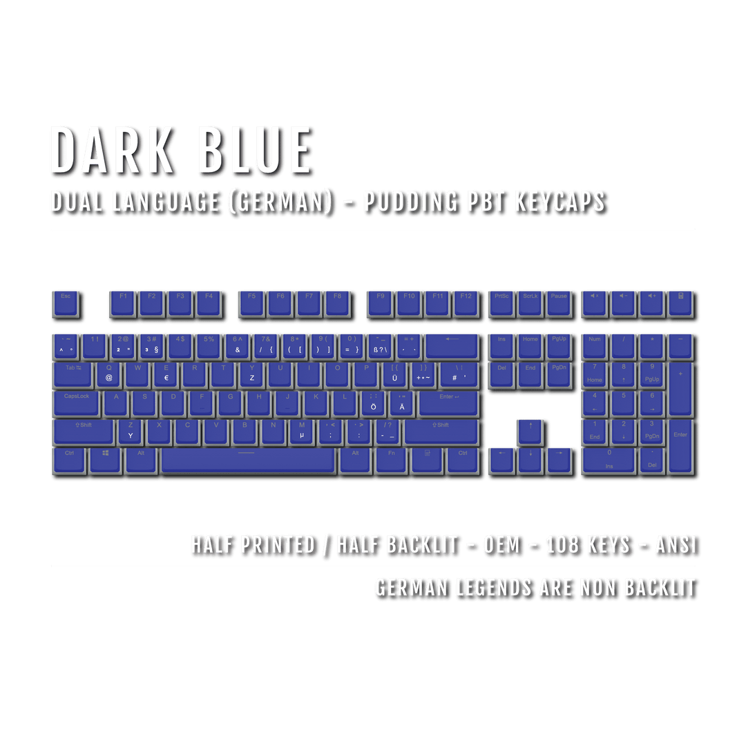 Dark Blue German Dual Language PBT Pudding Keycaps Krome Keycaps LTD german