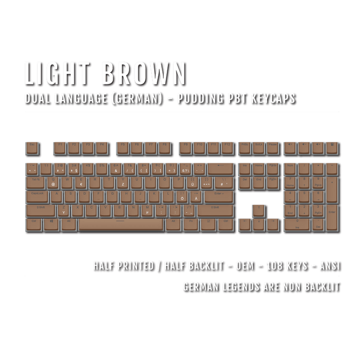 Light Brown German Dual Language PBT Pudding Keycaps Krome Keycaps LTD german