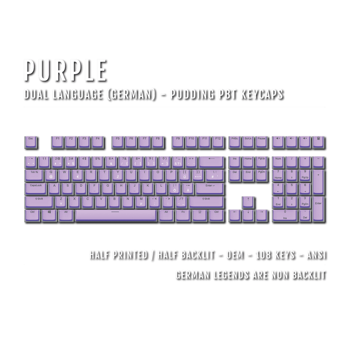 Purple German Dual Language PBT Pudding Keycaps Krome Keycaps LTD german