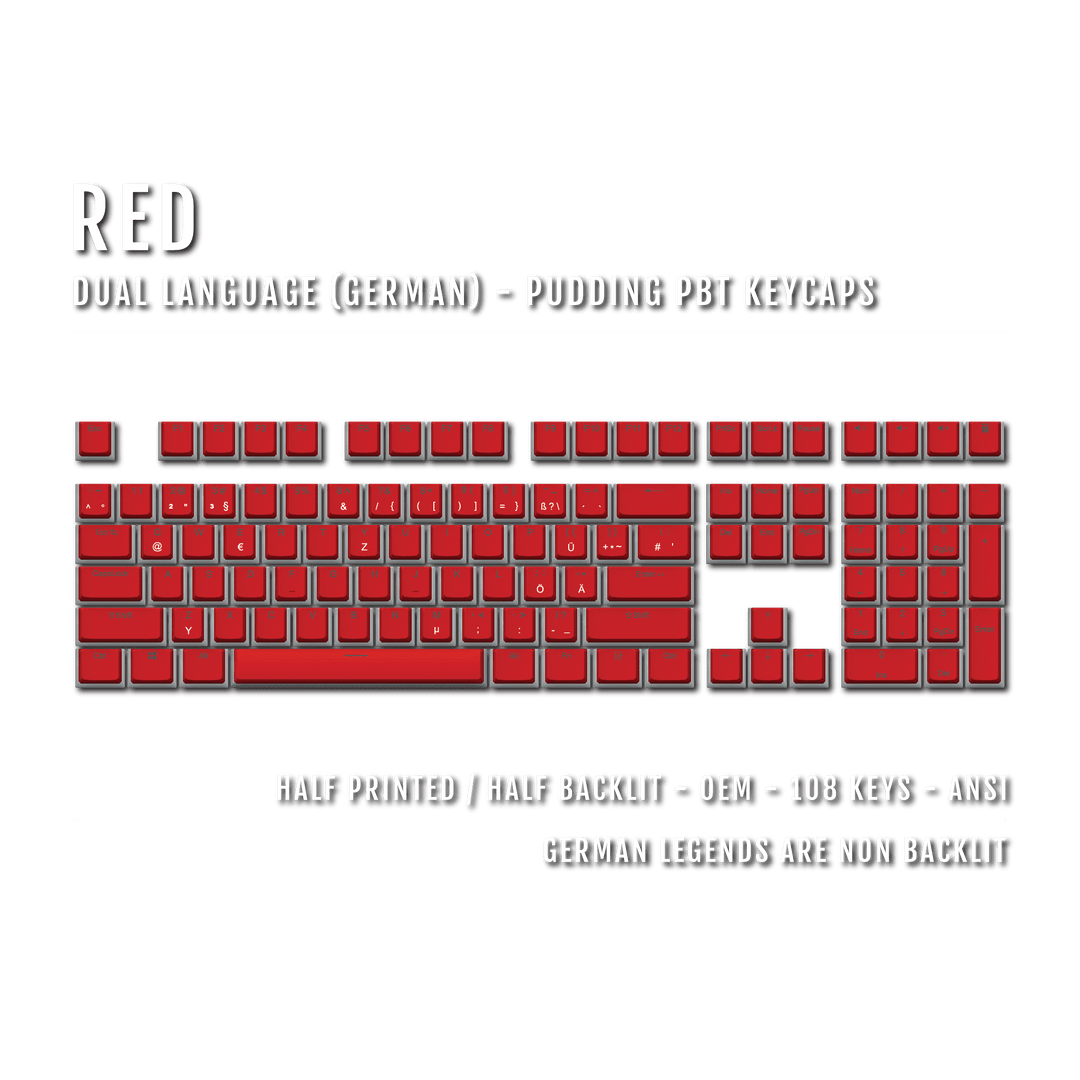 Red German Dual Language PBT Pudding Keycaps Krome Keycaps LTD german