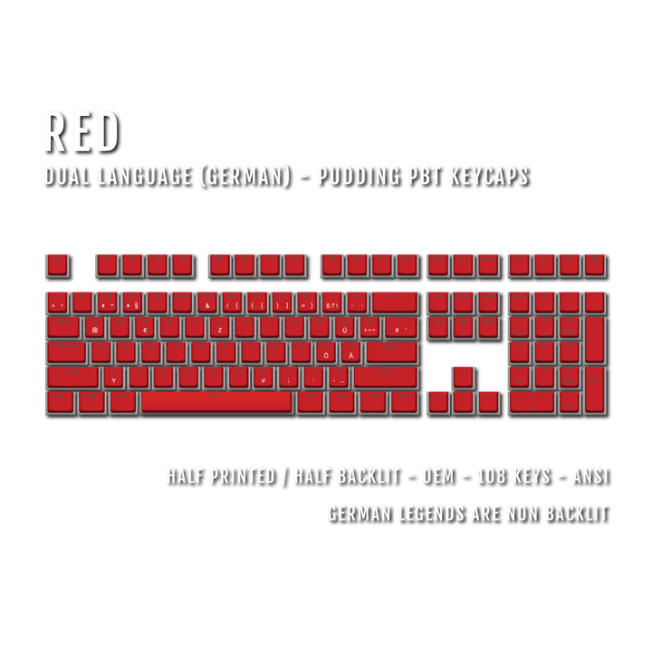 Red German Dual Language PBT Pudding Keycaps Krome Keycaps LTD german