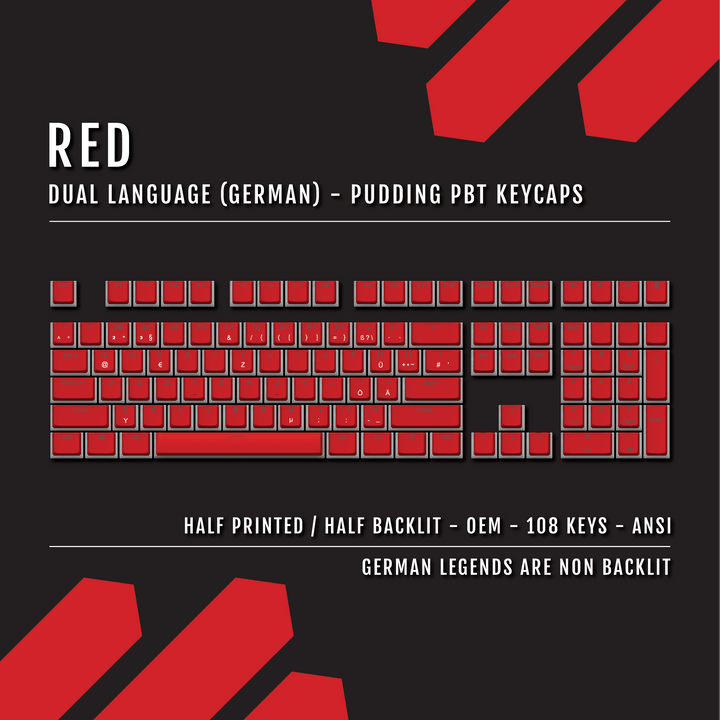 Red German Dual Language PBT Pudding Keycaps Krome Keycaps LTD german